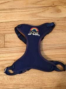 Small Dog Harness Love One Another Navy Blue Rainbow Adjustable Straps - Picture 1 of 2