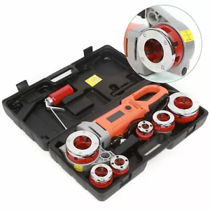 Electric Pipe Cutter Kit Pipe Threader Tool Set Threading Machine & 6 Dies - Picture 1 of 11