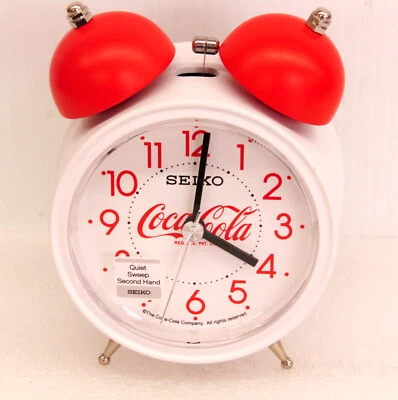 NEW SEIKO COCA COLA WHITE    LOUD ALARM CLOCK W/QUIET SWEEP & SNOOZE QHK905WLHLH - Image 1 of 3