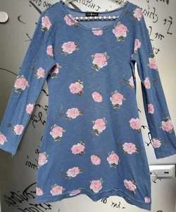 KLEID "JULIA WANG" M/L BLAU 🌹 ROSEN-MOTIV VISKOSEMISCHUNG NEUWERTIG - Bild 1 von 18