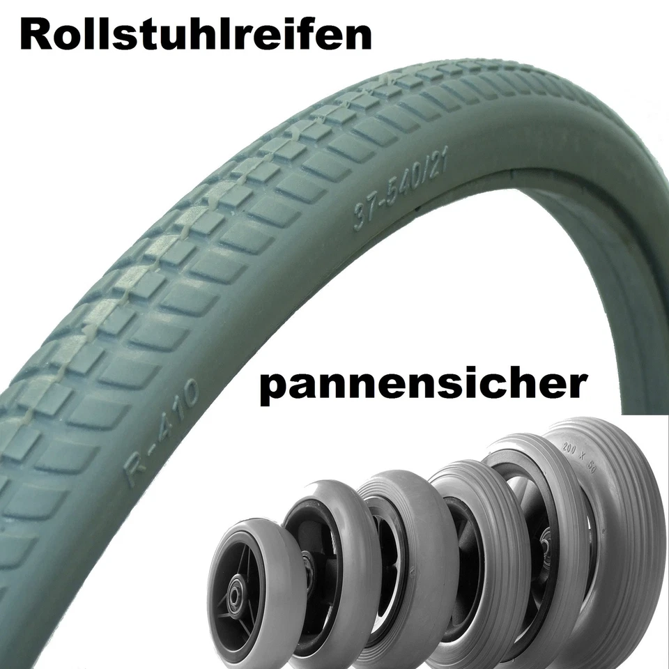 Wheelchair Tyre Puncture Proof Many Sizes Wheelchair Tyre Solid Rubber, No Air! - Image 1 of 1