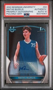 Matas Buzelis 2022-23 Bowman Chrome University Auto #84 Rookie Grade PSA 10 Auto