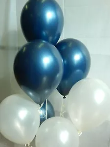 Globos azul marino, globos blancos, decoraciones de globos suministros para fiesta de cumpleaños - Imagen 1 de 5