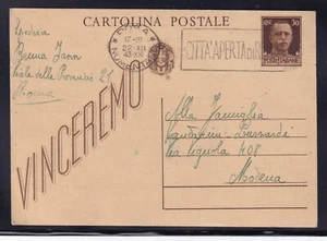 Cartolina Postale 30 c Imperiale Vinceremo Città Aperta di Roma 1943 WF648 - Bild 1 von 1