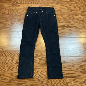 True Religion Women’s Straight Corduroy Pants Size 28x28 Black Flap Stretch - Picture 1 of 11