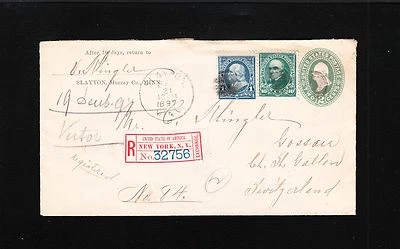 Slayton MN Registered 1897 Bureau 1c 10c 5c Added in NY Switzerland Cover PSE 2t - Image 1 of 4