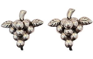 Vintage SIGNIERTE SILBER MEXIKO Traube Cluster Schraubverschluss Ohrringe 1 "lang x 1" breit - Bild 1 von 24