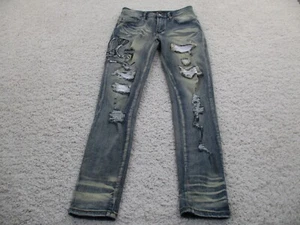 Jeans AMIRI Para Hombres 30 Azul Denim Cobra Serpiente Logo Cónico Rap Hip Hop Exterior EE. UU. - Imagen 1 de 15