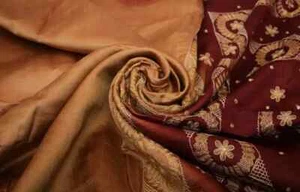 Tela artesanal suave marrón de 5 yardas 100 % crepe estampada en seda crepe pura - Imagen 1 de 3