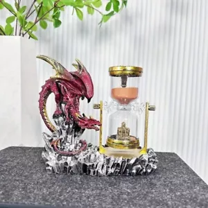 Fantasy Dragon Guardian Decorative Hourglass, Resin Crafted Statue w Sand Timer - Picture 1 of 3