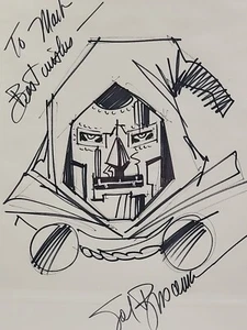 Sal Buscema: Dr. Doom Marvel Supervillain Skizze Tuschezeichnung Kunstwerk signiert gerahmt - Bild 1 von 7