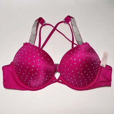 Victoria Secret 32AA Bombshell Push Up Bikini Top Brillo Copas Correa Berry Blush Foto 1 de 4