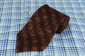 Jhane Barnes Men's Tie Burgundy Gold & Black Printed Silk Necktie 58 x 3.5 in. - Picture 1 of 4