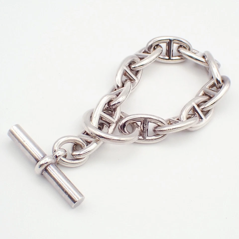 HERMES Chaine D'ancre GM Chain Bracelet Sterling Silver 12 Link Toggle 310LC541 - Image 1 of 4