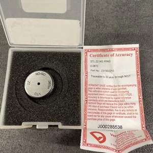 Vermont Gage 231502210 No Go STL ZZ Ring Gage .0870” - Picture 1 of 4