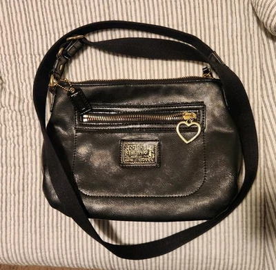 Bolso Bandolera Coach Pequeño Cuero Negro Cartera Amapola Margarita Foto 1 de 4