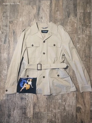 DOLCE & GABBANA Canvas Safari Jacket SNEAK PEEK with Belt Pockets Beige Sz 48 - Image 1 of 4