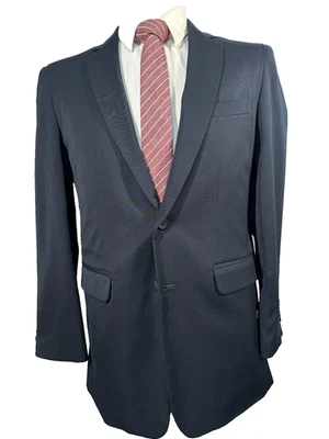 VAN HEUSEN Mens Navy Blue REG FIT NOTCH LAPEL Sport Coat Blazer Jacket SIZE 36S - Image 1 of 4