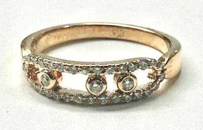 14k rose pink gold diamond band ring - Image 1 of 4