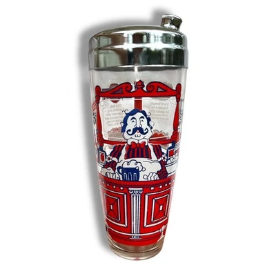 MCM Coctelera Gay Años 90 Barman Bebida Recetas Tapa Cromada 24 OZ Foto 1 de 4