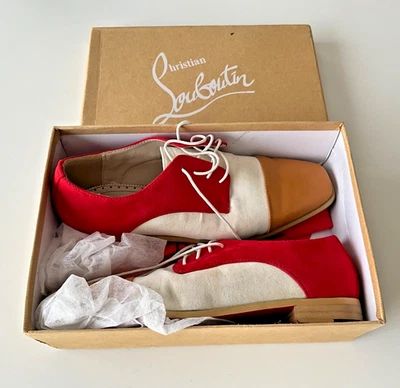 Zapatos Christian Louboutin vintage con cordones de gamuza y cuero multicolor Foto 1 de 4