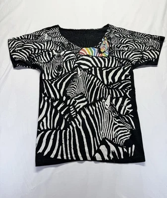 Vintage 90s Liquid Blue L Tee AOP All Over Print Graphic Print Zebra T-Shirt - image 1 of 4