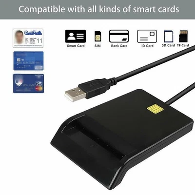 USB Smart Card Reader for Bank Card CAC Government ID Chip Card Read Information - Image 1 of 4