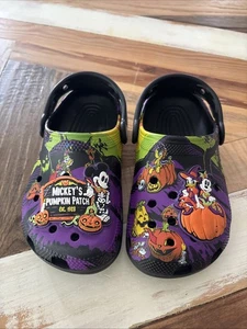 Disney Parks Halloween 2024 Mickys Kürbis Patch Jugend Clogs Crocs Größe J 1 - Bild 1 von 8