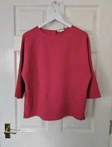 Reiss Button Back Top Size 10 Relaxed Boxy Fit Coral Colour 3/4 Sleeves - Picture 1 of 9