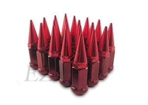 24 Pc Set Short Spike Lug Nuts ¦ RED ¦ 1/2"¦ Chevy | - Picture 1 of 5