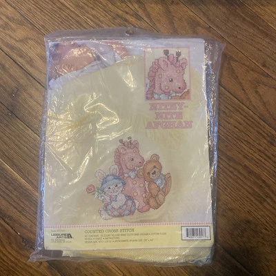Nitey Nite Afghan Cross Stitch Kit By Leisure Arts New Born Yellow Baby Blanket - Image 1 of 2
