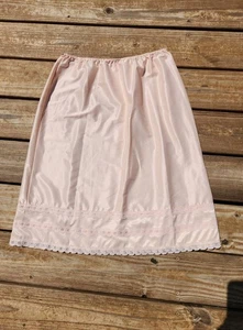Size L Women's Beige Pull-Up Slip Skirt by Kayser Silky Lace Elastic Waist - Picture 1 of 5