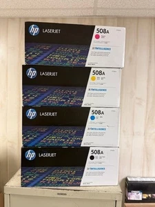 HP 508A SET COMPLET - (CF360A-CF361A-CF362A-CF363A BOÎTES SCELLÉES LIVRAISON GRATUITE - Photo 1/1