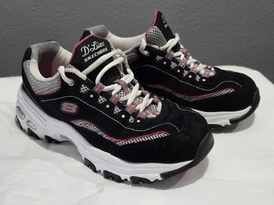 Zapatillas deportivas Skechers D'lites para mujer 7 negras/blancas/rosa  Foto 1 de 4
