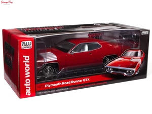 Auto World 1/18 American Muscle 1972 Plymouth Road Runner GTX rojo AMM1299 - Imagen 1 de 11