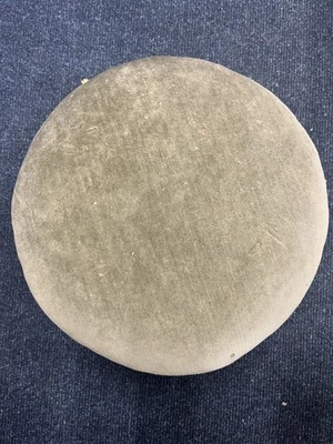 Vintage Velvet & Oak Footstool – 33 cm Across – Decorative Antique Sea - Image 1 of 3