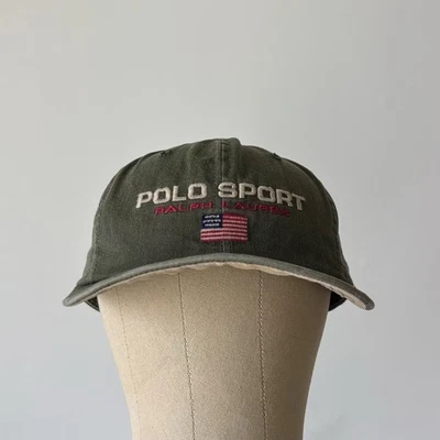 Polo De Colección Deportivo Hecho en EE. UU. Sombrero Spellout Logo Bandera Americana Correa Años 90 Foto 1 de 4