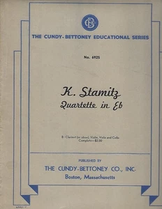 Music Book Quartette in Eb By Karl Stamitz Clarinet Violin Cello Estate of Artie - Bild 1 von 1