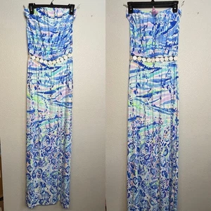 Maxi Vestido Lilly Pulitzer Pequeño Nuevo con Etiquetas $198 Persiguiendo Olas Ingeniería Azul Corriente - Imagen 1 de 5