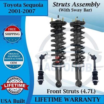 Puntales delanteros Monroe OEM con barra estabilizadora para Toyota Sequoia 2001-2007 Warra de por vida. Foto 1 de 4