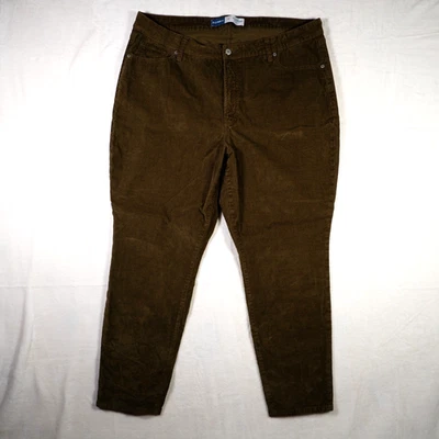 Pantalones para mujer Old Navy tiro alto OG rectos marrón algodón pana 18 Foto 1 de 4