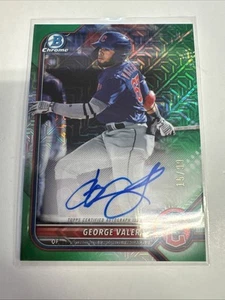 2022 Bowman Chrome Mojo Green Refractor /99 George Valera #BMA-GV Auto On Card - Picture 1 of 4