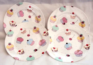 Fairy Cupcakes Plates Set of 4 Fine Bone China 6" 15 cm Plates Hand Decorated UK - Picture 1 of 3