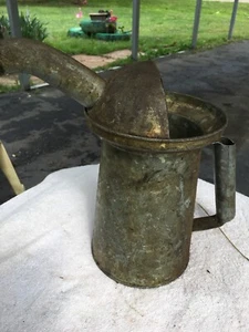 Vintage Antique OIL CAN Pitcher Galvanized Tin 1 Quart - Picture 1 of 6