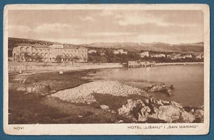 NOVI - Novi Vinodolski Hotel Lišanj i San Marino Kroatien Vintage Postkarte! - Bild 1 von 2