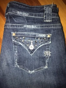 Vintage MISS ME Lucille Bootcut dark crystal pocket BALTIMORE dark jeans-28 (6) - Picture 1 of 7
