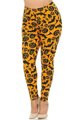 Leggings para adultos con motivo de Halloween truco o trato mantecoso suave talla 22-30 Foto 1 de 4