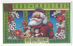 KRIS KRINGLE Wildflowers SEED MIX PACK 1989 POSTCARD Thomas Nast SANTA CLAUS Art - Picture 1 of 2