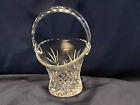 Vintage Crystal Clear Glass Bride Wedding Flower Basket Vase 6.5" CLEAN
