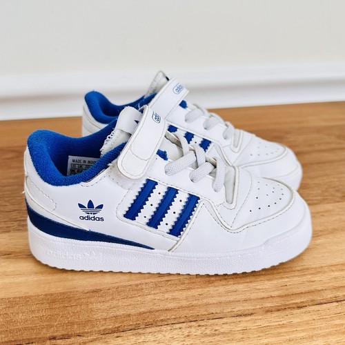 Adidas FY7986 Forum Low Kids Toddler Boy Girl White Blue Sneaker Size